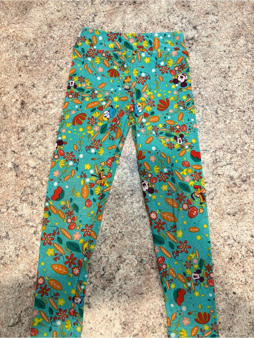 LuLaRoe Kids Disney Leggings Teal Floral Multi